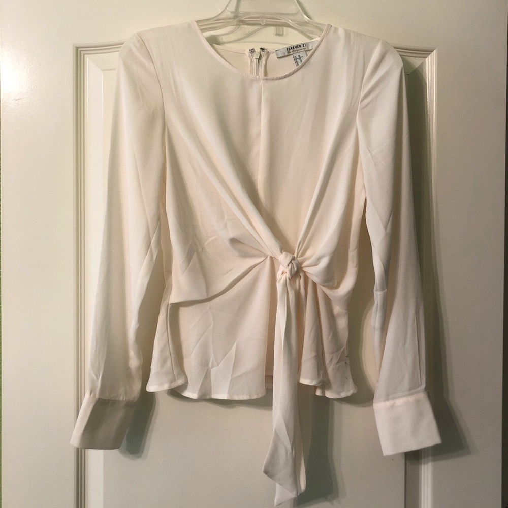 elegant cream tie blouse